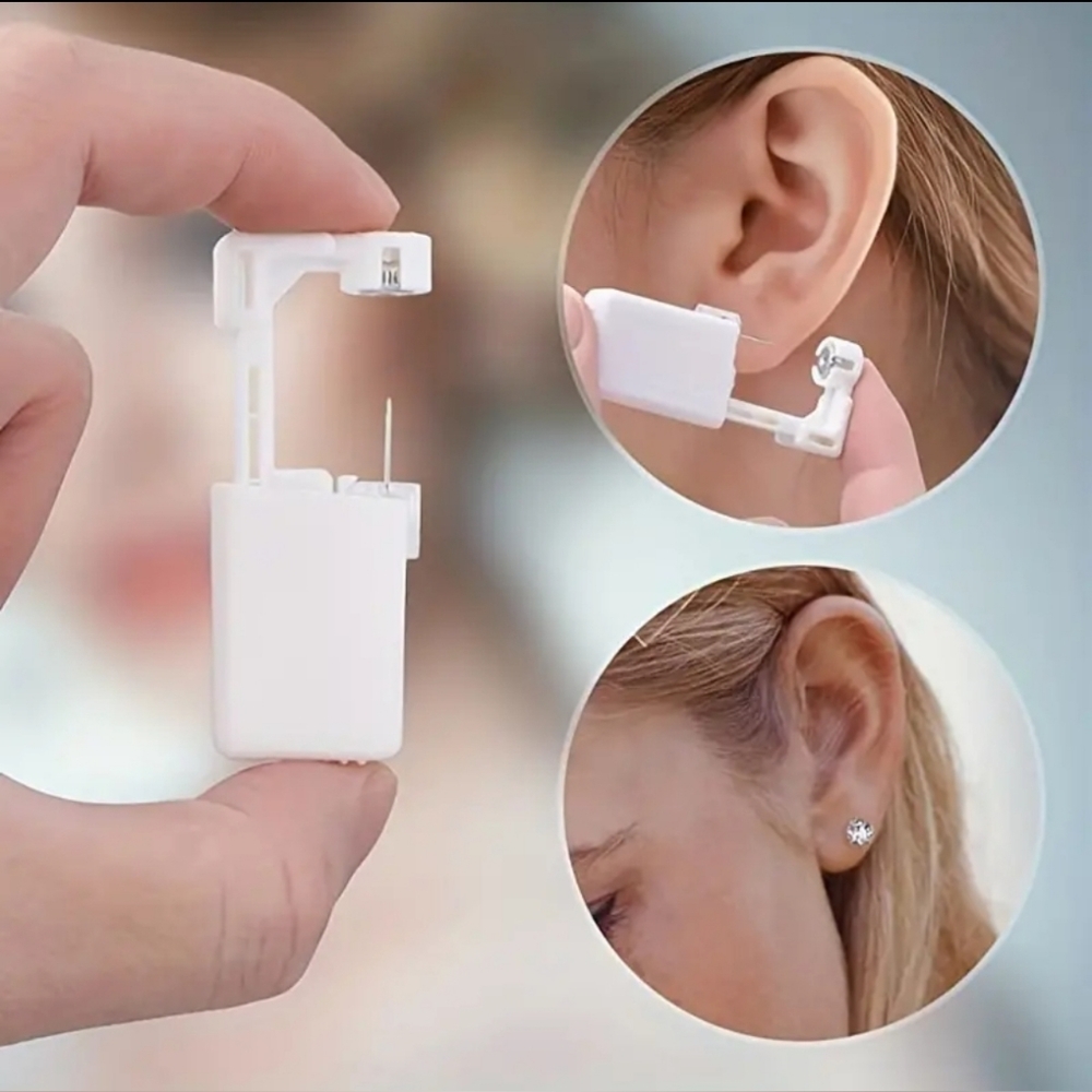 Sale STAINLESS STEEL CZ self nose ear piercing set. Quick painless - Picture 7 of 13